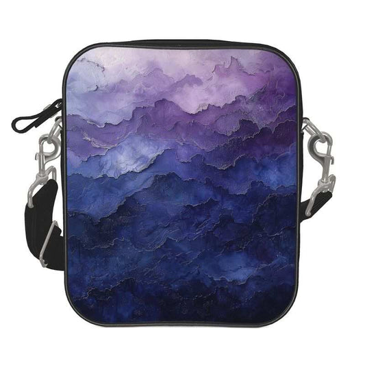 IT messenger bag, blue to deep purple design, front view