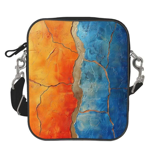 IT messenger bag, fire and ice, front view